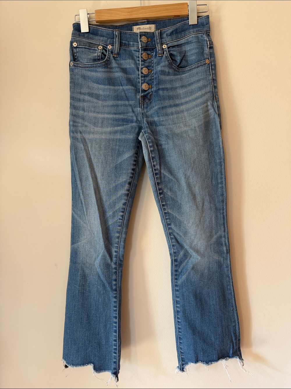 Madewell Button-Fly Flare Jeans in Medium Blue Wash